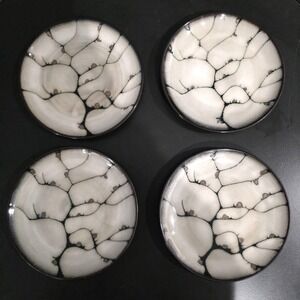 Gourmet Basics Mikasa Andria Stoneware Cake Bread Branches Plates 4pc set Dishes